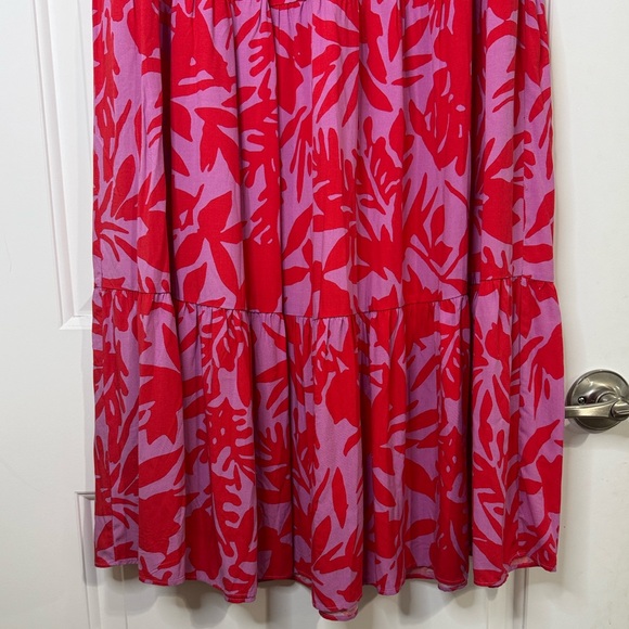 LOFT Tropical Skirt Floral Rayon Women’s Medium New Pink & Red - Picture 5 of 11